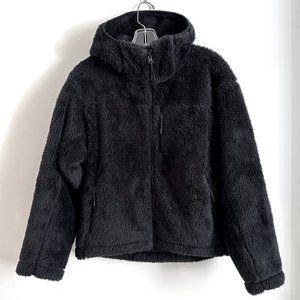 Uniqlo Black Polyester Hood Zip Pockets Teddy Jacket S